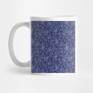 Floral Doodles - Navy Blue and Pink Mug